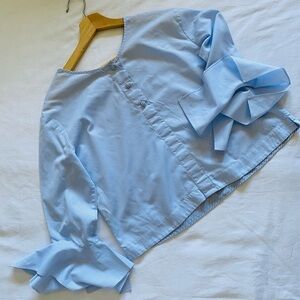Blue Blue Button Tops Raffles sleeves